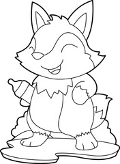 Fox Baby bottle Milk Animal Vector Graphic Art Illustration