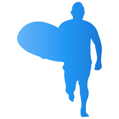 Male Surfer Silhouette Isolated on White Background. Vector Illustration with Gradient Color Design