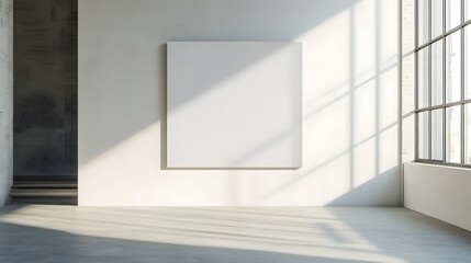 Fototapeta premium Minimalist Empty Wall in a Modern Living Room with Soft Natural Lighting and Neutral Tones, Perfect