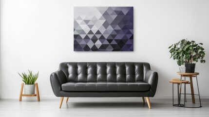 Modern Living Room with Sleek Black Leather Sofa