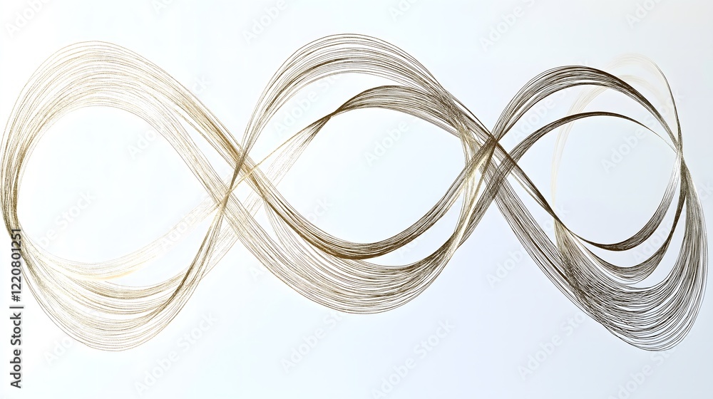 Poster intricate symmetrical pattern of overlapping loops creating fluid motion and delicate continuous str