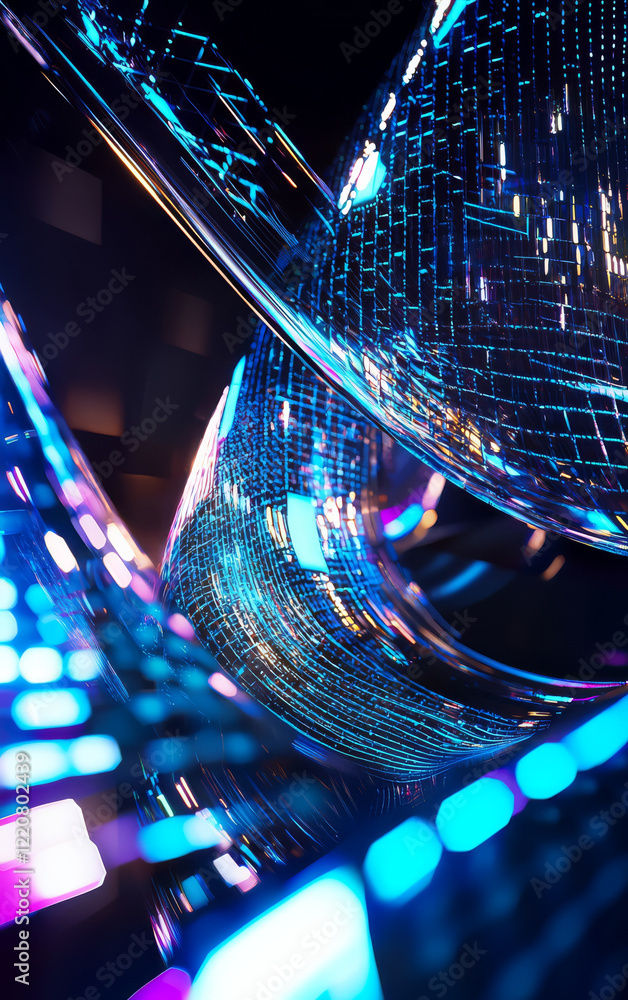 Poster shimmering disco ball: capturing the energy and visual splendor of a disco ball, this image creates 