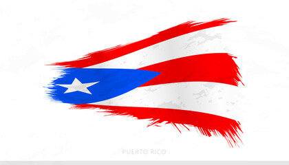 Puerto Rico National Flag with Textured Brush Strokes.