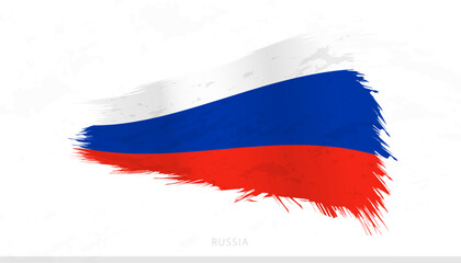 Russia National Flag with Textured Brush Strokes.