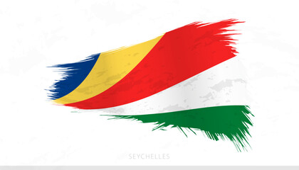 Seychelles National Flag with Textured Brush Strokes.