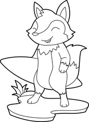 Fox Surfer Surfboard Animal Vector Graphic Art Illustration