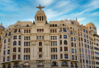 Big old building exterior in Valencia Spain