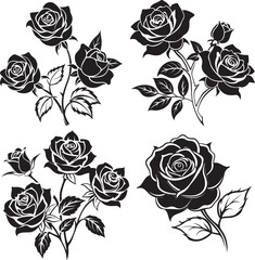 Line art rose flower vector icon 