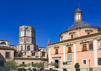 Church towers Plaza de la Virgen,Valencia,Spain