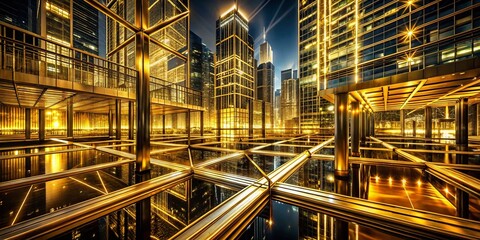 Obraz premium Luxurious Gold Award Night Background: Glimmering Lines & Lights, Urban Exploration Photography