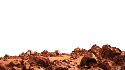 High - Quality Stock - Style Photo, Martian Landscape, Mars Desert with Red Rocks on transparent BG