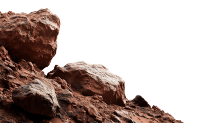 High - Quality Stock - Style Photo, Martian Landscape, Mars Desert with Red Rocks on transparent BG