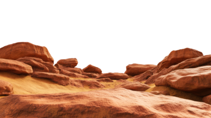 High - Quality Stock - Style Photo, Martian Landscape, Mars Desert with Red Rocks on transparent BG