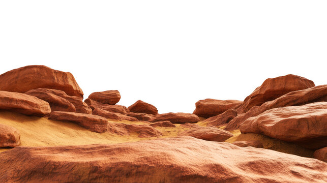 High - Quality Stock - Style Photo, Martian Landscape, Mars Desert with Red Rocks on transparent BG