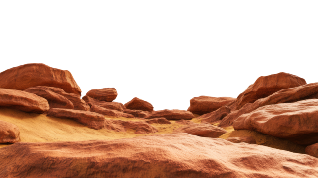 High - Quality Stock - Style Photo, Martian Landscape, Mars Desert with Red Rocks on transparent BG - Powered by Adobe