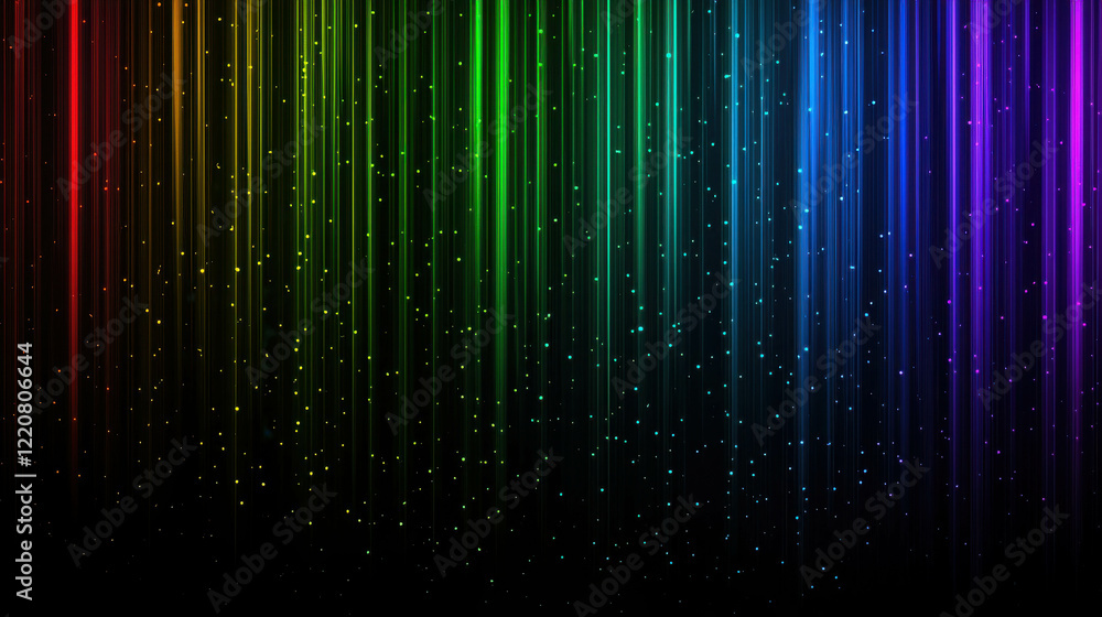 Aufkleber gentle luminescent lines weaving in and out of colorful spectrum with a starry background