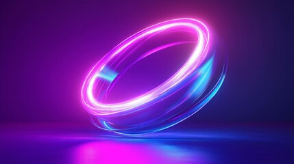 A glowing neon sign gradient of purple and electric blue