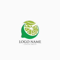 Abstract green lemon logo fully editable vector template