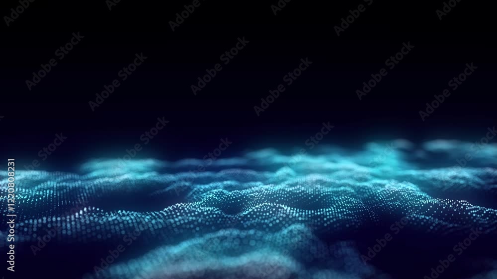 Aufkleber dynamic blue wave of particles and lines. abstract futuristic background. big data visualization. 3d