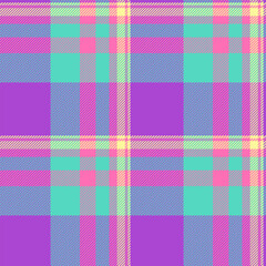Britain seamless textile texture, seasonal plaid vector pattern. Calm fabric check background tartan in purple and teal colors.