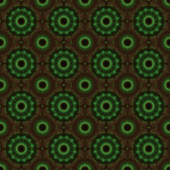 abstract seamless green pattern with circle shapes on brown background for fabric print