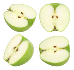 half green apple isolated, transparent PNG, PNG format, Collection, set