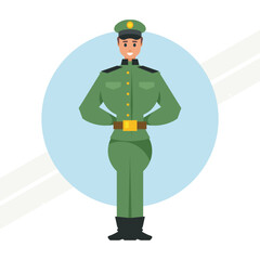 Neat soldier standing at attention