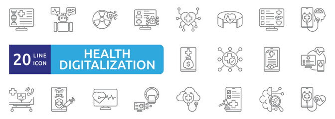 health digitalization icon sheet