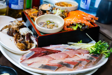 View of the seafood table