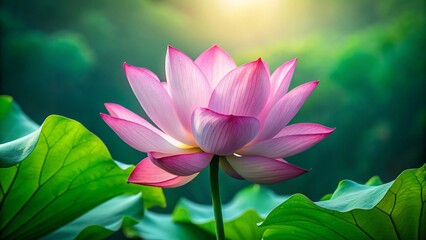 Obraz premium Macro Photography: Isolated Pink Lotus Flower on Green Background - Nature Stock Photo