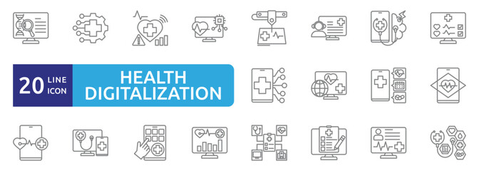 health digitalization icon sheet