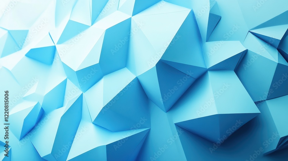 Poster digital blue geometric figures at abstract technology background. 3d rendering