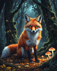 Obraz premium Red fox in the forest