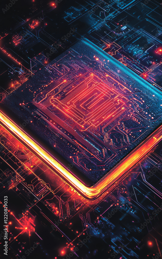 Aufkleber circuitry's vivid symphony: a striking digital image showcasing the intricate network of a computer'