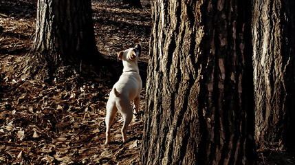  boxer investigating tree