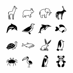 animals icons set