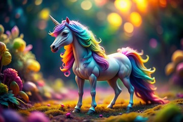 Magical Unicorn Coloring Page: Realistic Tilt-Shift Photo Illustration