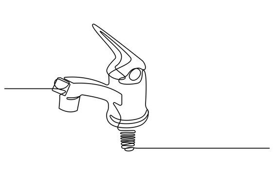 recommend clip art: Continuous one line drawing of water faucet. One line drawing illustration of tap water. International handwashing day concept line art