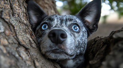  collie sniffing tree