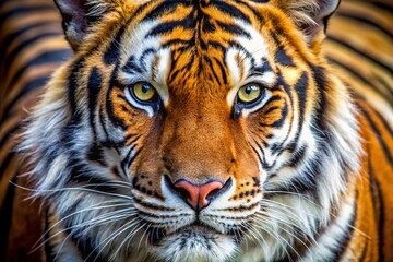 Naklejka premium Majestic Bengal Tiger Close-Up: Candid Wildlife Photography of Orange and Black Stripes