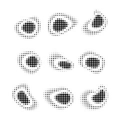 Set of Abstract halftone dotted background. Monochrome grunge pattern with dot and circles. Vector pop art texture for posters layout