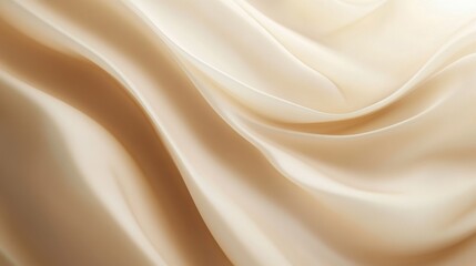 Obraz premium Abstract Mocha Mousse Cream Satin Fabric Background with Flowing, Soft Waves and Highlights, Creating a Luxurious and Elegant Texture Suitable for Beauty and Fashion Designs