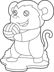 Monkey Volleyball player Volleyball Animal Vector Graphic Art Illustration