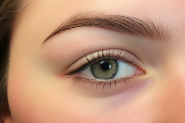 Obraz premium Close up of a woman's eye highlighting perfect eyebrow shaping and long eyelashes after a beauty treatment