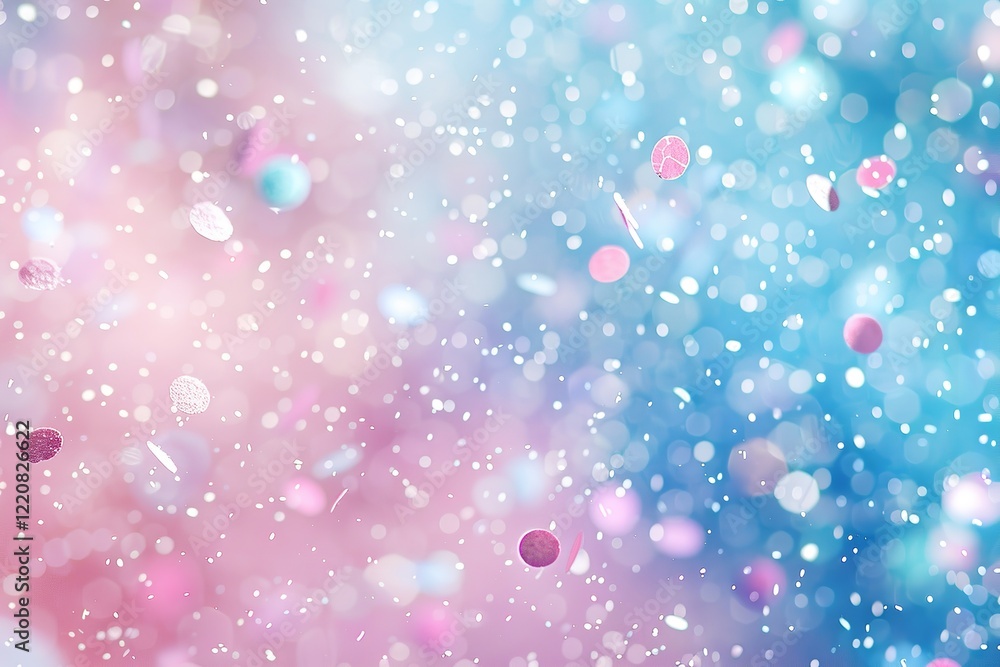 Poster a detailed view of joyful confetti snowflakes falling from the sky in watercolor including subtle li