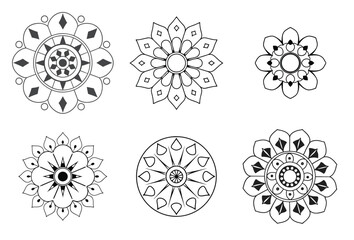 Big vector set of round patterns. Collection of geometrical mandalas,Mandala design