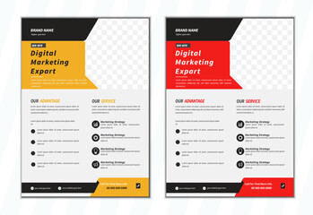 a bundle of 2 templates of different colors a4 flyer template. marketing, business proposal, promotion, advertise, publication, cover page. new digital marketing flyer set
 
