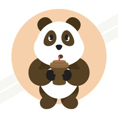 Panda drinking coffee illustration