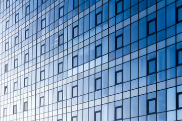 Office building glass windows facade in perspective. Business office center business activity center Stunning Modern Glass Building Facade Featuring Highly Reflective Windows That Catch Light