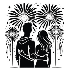 Couple Watching Fireworks